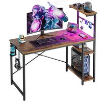 Bestier 44-Inch Gaming Desk with RGB LED Lights Computer Desk Featuring 4-Tier Storage Shelves an... - Angle