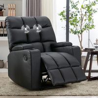 Bestier - Home Massage Recliner Chair with Vibration, Manual Comfy PU Leather Reclining Chairs wi... - Angle