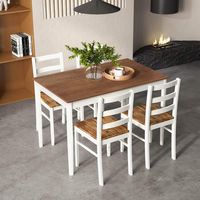 Costway 5-Piece Dining Set Solid Wood Kitchen Furniture with Rectangular Table & 4 Chairs - Coffe... - Angle