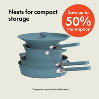 Bella - Fits-anywhere Kitchenware: 9-Piece Store More Ceramic Nonstick Cookware Set - Surf - Angle