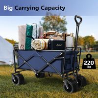 Bestier Heavy-Duty Wagon Cart with Adjustable Handlebar Bottle Holders & Storage Pocket - Blue - Angle