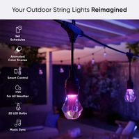 Nanoleaf - Essentials Smart Multicolor Outdoor String Lights Smarter Kit – 49 feet - White and Co... - Angle