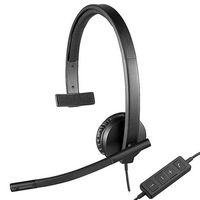 Logitech - H570e Mono Wired Over-ear Headset - Black - Angle