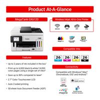 Canon - Megatank GX6120 Wireless All-In-One SuperTank Inkjet Printer - White - Angle