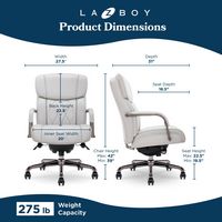 La-Z-Boy - Symphony Executive Mid-Back Bonded Leather Office Chair - Light Gray and Graphite - Angle