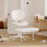 Pinmoco Ergonomic Cross-Legged Swivel Chair, Adjustable PU Leather Meditation Chair, Off - White - Angle