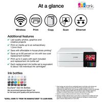 Epson - EcoTank® Photo ET-8500 Wireless Color All-in-One Supertank Printer - White - Angle