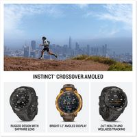 Garmin - Instinct Crossover AMOLED GPS Smartwatch 47 mm Fiber-reinforced Polymer - Charcoal with ... - Angle