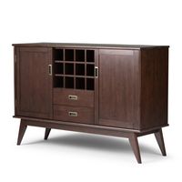 Simpli Home - Draper Mid Century Sideboard Buffet and Wine Rack - Medium Auburn Brown - Angle