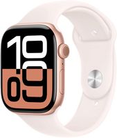 Apple Watch Series 10 (GPS+Cellular) 46mm Aluminum Case with Light Blush Sport Band - S/M - Rose ... - Angle