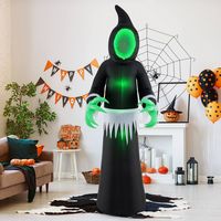 Costway - 8 FT Giant Halloween Inflatable Ghost Blow up Ghost Decoration with Built-in LED Lights... - Angle