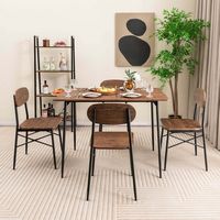 Costway 5-Piece Dining Table Set for 4 Modern Kitchen Dining Room Furniture Set - Rustic Brown - Angle