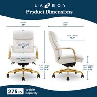 La-Z-Boy - Sonata Executive Mid-Back Bonded Leather Office Chair - White and Gold - Angle