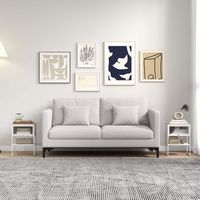 Costway 2 PCS Home Nightstand 3-Tier Storage Table with Open Shelf Heavy-duty Metal Frame - White - Angle