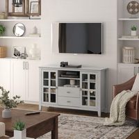 Simpli Home - Artisan SOLID WOOD 53 inch Wide Contemporary TV Media Stand in Fog Grey For TVs up ... - Angle