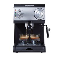 Hamilton Beach - Espresso Maker with Milk Frother/Milk Steamer - Black - Angle