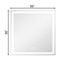 LOVMOR - 30 x 30 Inches Tempered Glass LED Bathroom Mirror with Anti-Fog & 3-Color Dimmable Light... - Angle