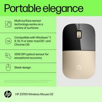 HP - Z3700 G2 Wireless Blue LED Mouse - Wireless - Modern Gold - Angle