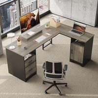 Bestier - L Shaped Desk with File Drawers, 63