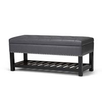 Simpli Home - Lomond Storage Ottoman Bench - Stone Grey - Angle