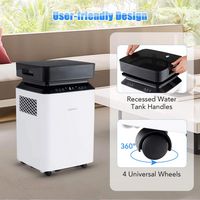 Costway 70 Pint Dehumidifier for Basement with Continuous & Auto Mode Large Water Tank - White - Angle