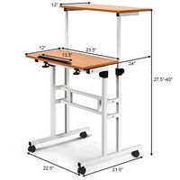 Costway - 2-in-1 Sit to Stand Laptop Desk - White/Natural - Angle