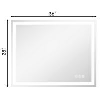 LOVMOR - 36 x 28 Inches Tempered Glass LED Bathroom Mirror with Anti-Fog & 3-Color Dimmable Light... - Angle