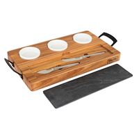 Viking - 7-piece Acacia Wood Slate Cheese Board-Charcuterie Set - Multicolor - Angle