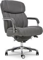 La-Z-Boy - Comfort and Beauty Sutherland Diamond-Quilted Bonded Leather Office Chair - Moon Rock ... - Angle