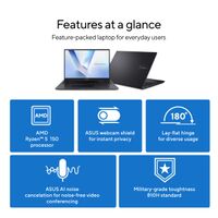 ASUS - Vivobook 16 WUXGA Laptop - AMD Ryzen 5 150 - 8GB RAM - 512GB SSD - Indie Black - Angle