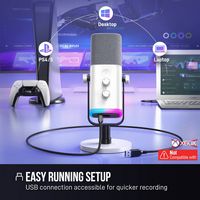 FIFINE USB/XLR Dynamic Microphone, RGB Mic for PC & Mobile, Streamer & Gamer -White AM8W - Angle