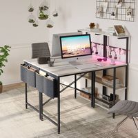 Bestier - Gaming Desk with LED Lights and Adjustable Shelves - 44