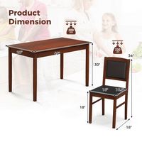 Costway 5 PCS Dining Table Set for 4 w/Rubber Wood Legs Upholstered Seat Padded Backrest - Brown - Angle