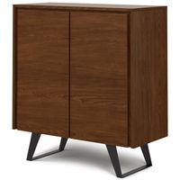 Simpli Home - Lowry Medium Storage Cabinet - Walnut Veneer - Angle