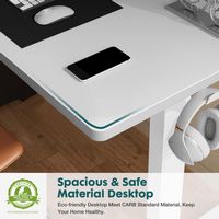 Bestier Electric Adjustable Standing Computer Office Desk with Splice Board, 2 Hooks, and Wire Ho... - Angle