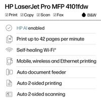 HP - LaserJet Pro MFP 4101fdw AI-Enabled Black-and- All-in-One Laser Printer - White - Angle