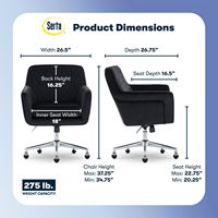 Serta - Deluxe Ashleigh Modern Home Office Chair - Black - Silver Chrome - Angle