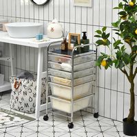 Costway - 6 Drawer Rolling Storage Cart Scrapbook Paper Office School Organizer - Clear - Angle