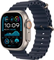 Apple Watch Ultra 2 (GPS+Cellular) 49mm Titanium Case with Navy Ocean Band - Natural (AT&T) - Angle