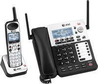 AT&T - SB67138 SynJ® Expandable 4-Line Corded/Cordless Small Business Phone System - Black/Silver - Angle