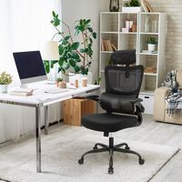 Costway Mesh Office Chair with Adaptive Lumbar Support Flip-up Padded Armrests Headrest - Black - Angle