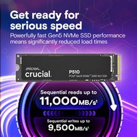 Crucial - P510 2TB Internal SSD PCIe Gen 5 x4 NVMe M.2 for Laptop and Desktop - Angle