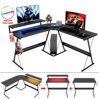 Bestier L-Shaped Reversible Gaming Desk with Large Monitor Shelf, Cup Holder, and Headset Hook - ... - Angle