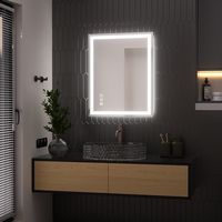 LOVMOR - 24 x 30 Inches Tempered Glass LED Bathroom Mirror with Anti-Fog & 3-Color Dimmable Light... - Angle