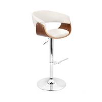 LumiSource - Vintage Mod Polyester Fabric Barstool - Walnut/Cream - Angle