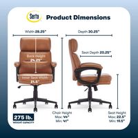 Serta - Comfort Mid-Back Modern Bonded Leather Executive Office Chair - Cognac - Angle