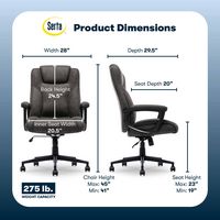 Serta - Comfort Eco Ergonomic Executive Smooth Velvet Office Chair - Brown - Angle