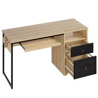 Bestier 55-Inch Gaming Desk with Keyboard Tray Modern Computer Desk with Storage File Drawer Flut... - Angle