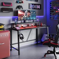 Bestier - Gaming Desk with LED Lights and Monitor Stand - 63