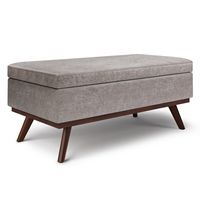 Simpli Home - Owen Lift Top Large Coffee Table Storage Ottoman - Distressed Grey - Angle